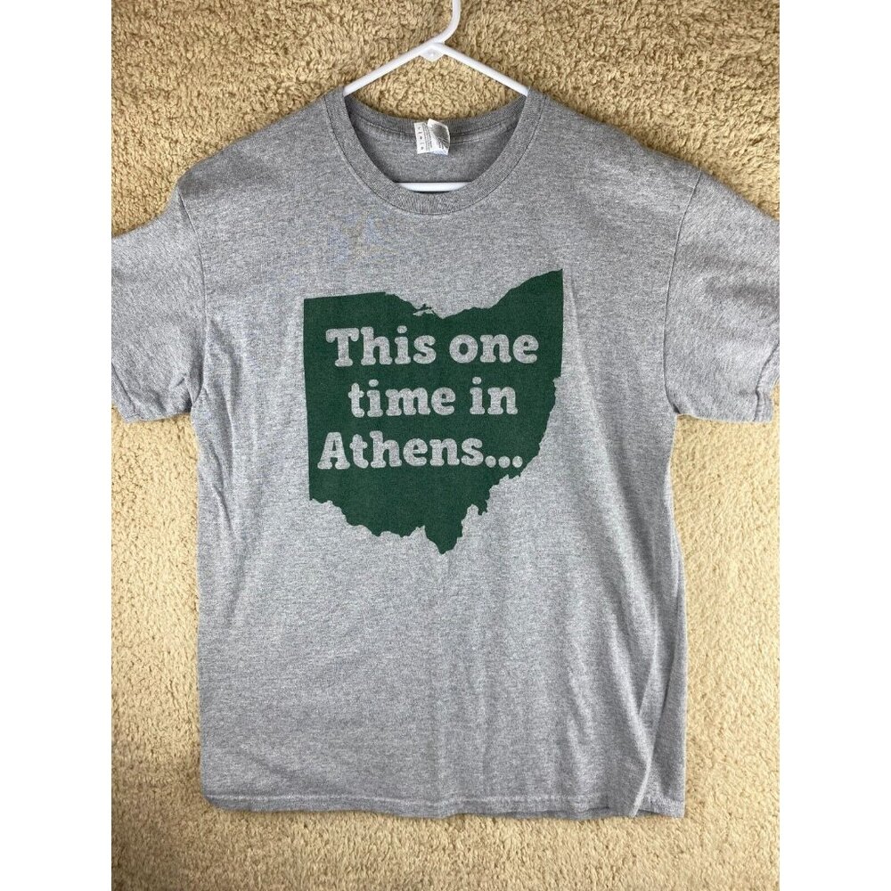 Athens OH Mens Sz L Gray With Green Short Sleeve T-Shirt This One Time In Athens